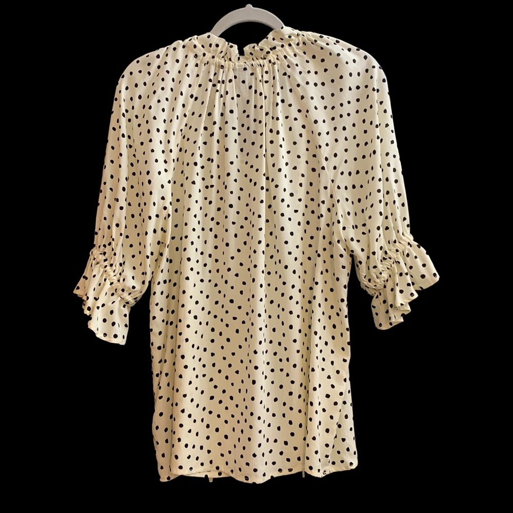 WHO WHAT WEAR Tie Neck Blouse With Painted Dots Size L - Picture 3 of 9